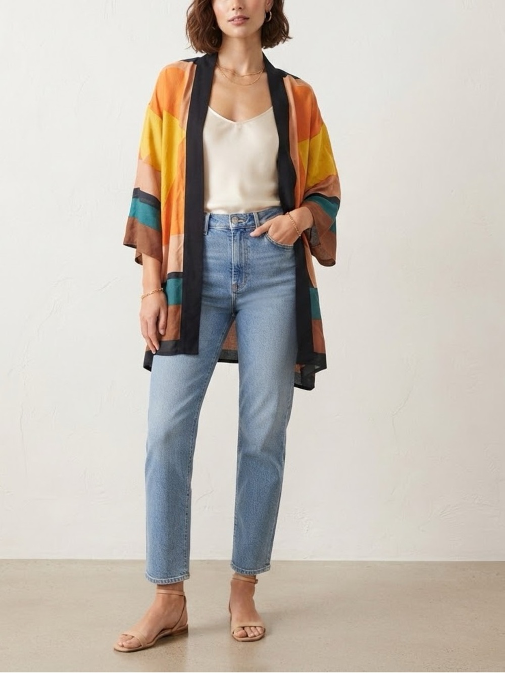 O'Neill Multicolor Geometric Open-Front Kimono